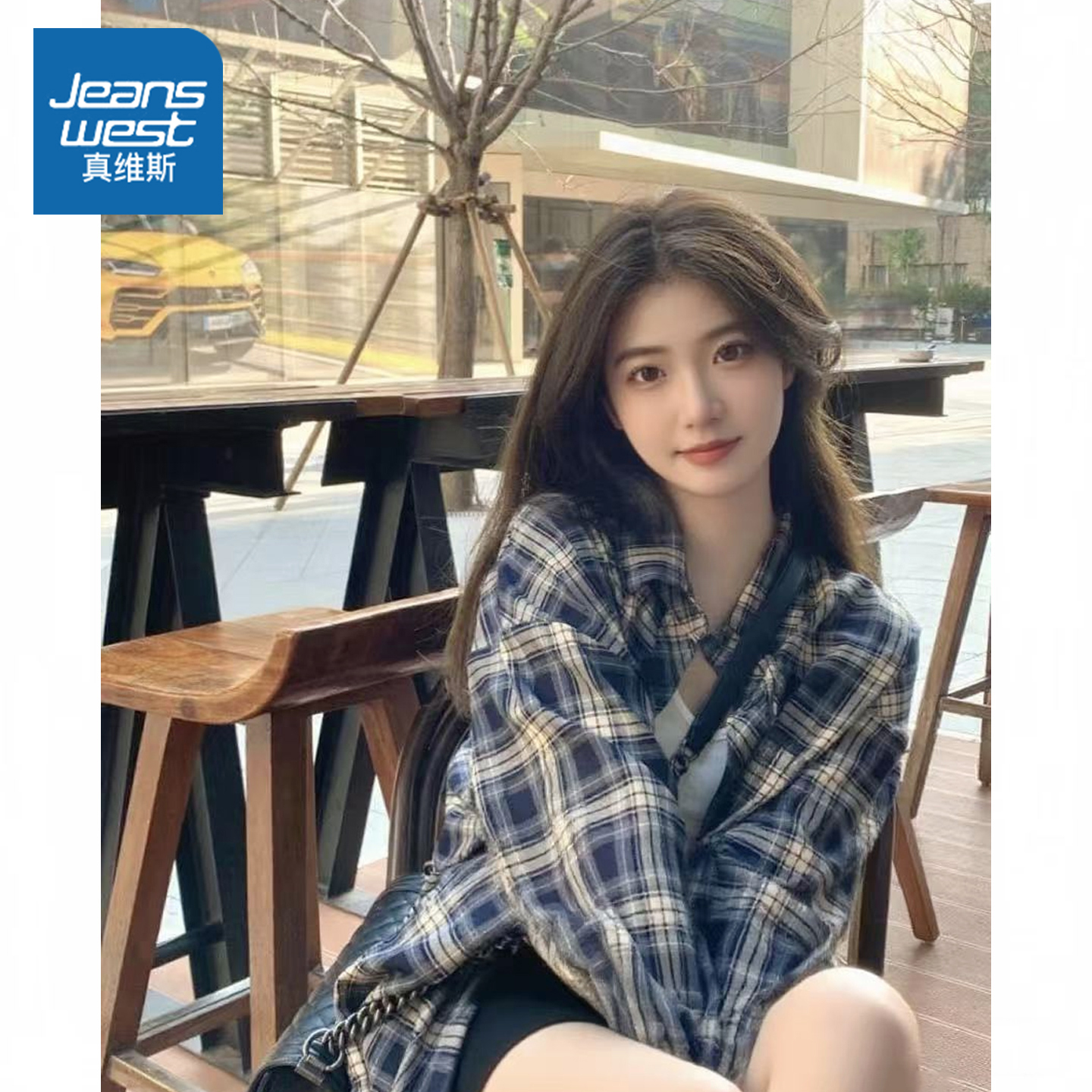 真维斯格子衬衫女春秋款2025新款