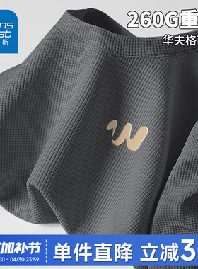 GV真维斯重磅260G短袖t恤男港风ins潮牌华夫格宽松半袖夏季体恤C