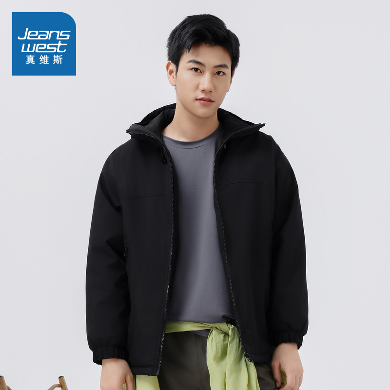 真维斯男装棉服连帽外套