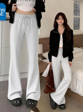 KV真维斯灰色微喇卫裤女2026新款修身显瘦休闲裤通勤百搭喇叭裤