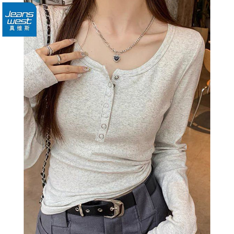 真维斯灰色内搭打底衫女t恤上衣