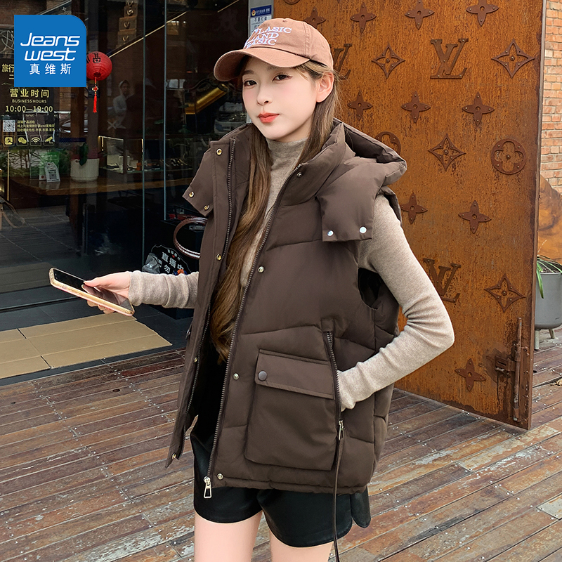 时髦洋气短款加厚马甲棉服女