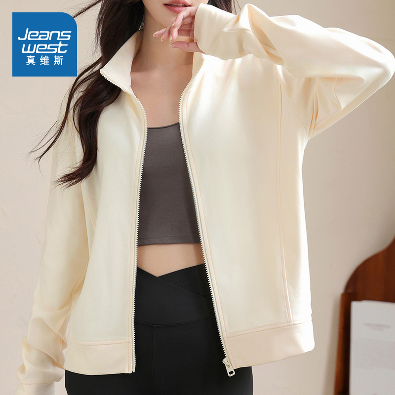 YD真维斯女装上衣冬季女款时尚韩版纯色翻领修身开衫外套