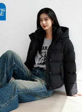 KV真维斯白色羽绒服女款2025新款冬季小个子连帽百搭保暖外套上衣