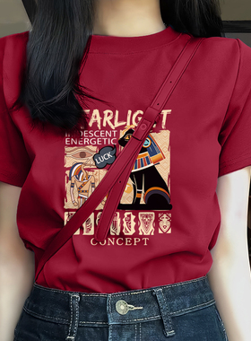 KWV真维斯红色上衣纯棉短袖t恤女2026新款夏季穿搭今年流行女装