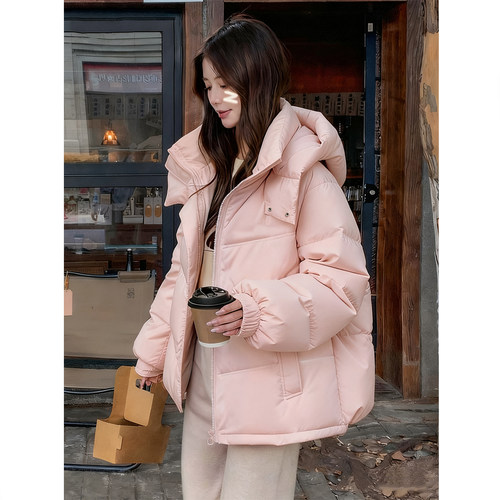 真维斯粉色棉服女款2025新款冬季