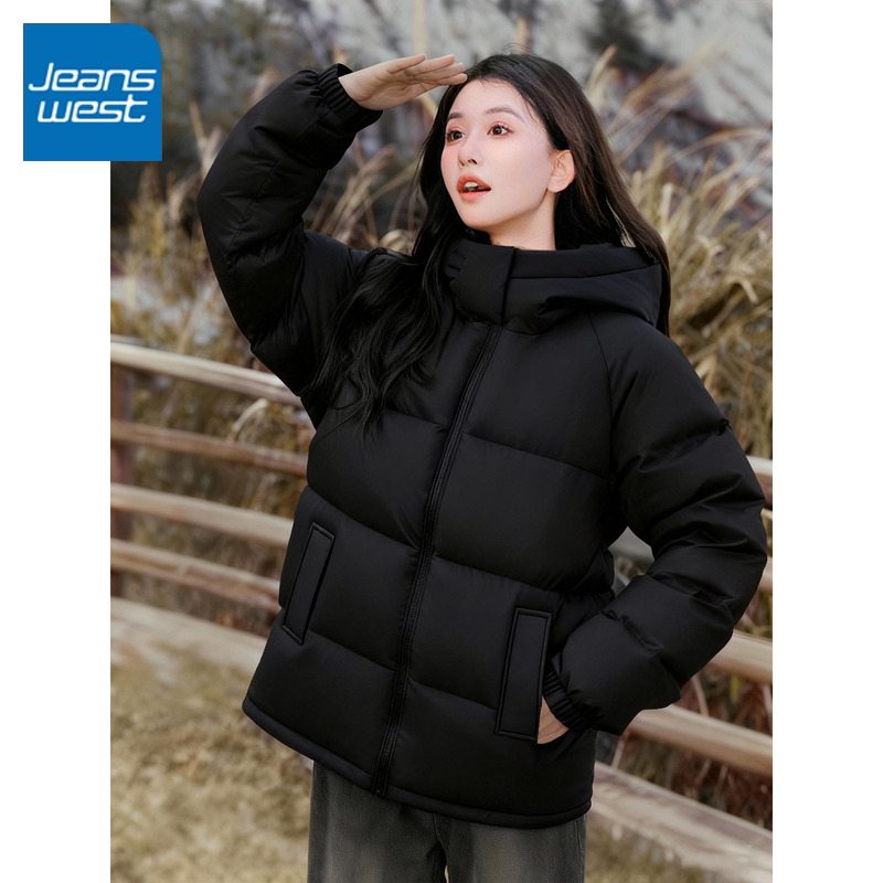 KV真维斯连帽棉服女冬新款轻薄保暖休闲百搭面包服加厚棉衣外套