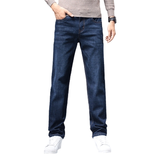 KZH真维斯直筒宽松加绒牛仔裤男新款商务男裤子弹性秋冬款2025年