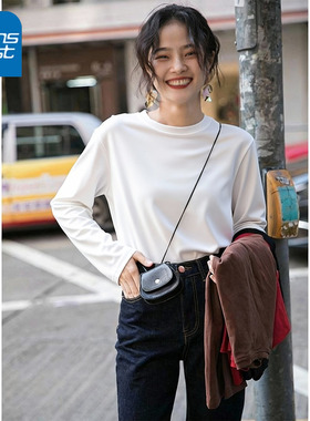 KV真维斯百搭白色长袖T恤女2026春秋款纯棉学生打底衫内搭上衣潮