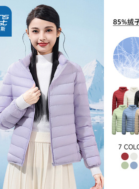 GC真维斯2025新款秋冬甜美时尚红色蛇年外套休闲女立领轻薄羽绒服