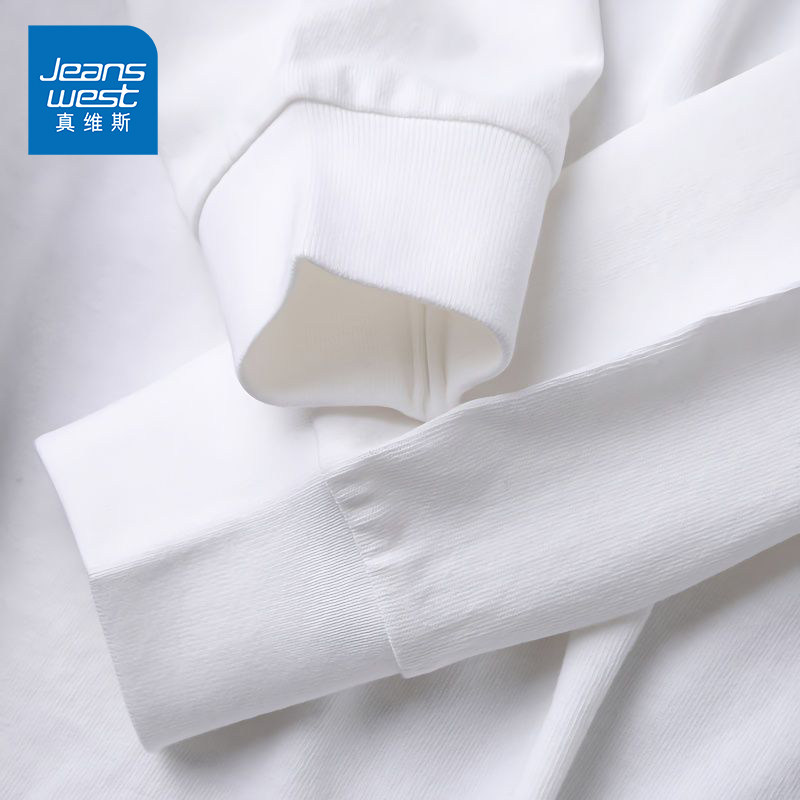 NG真维斯重磅纯棉束口长袖T恤男女2025秋季款休闲百搭打底衫上