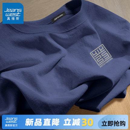 GV真维斯短袖男款夏季纯棉宽松大码中老年爸爸衫男士重磅半袖t恤C
