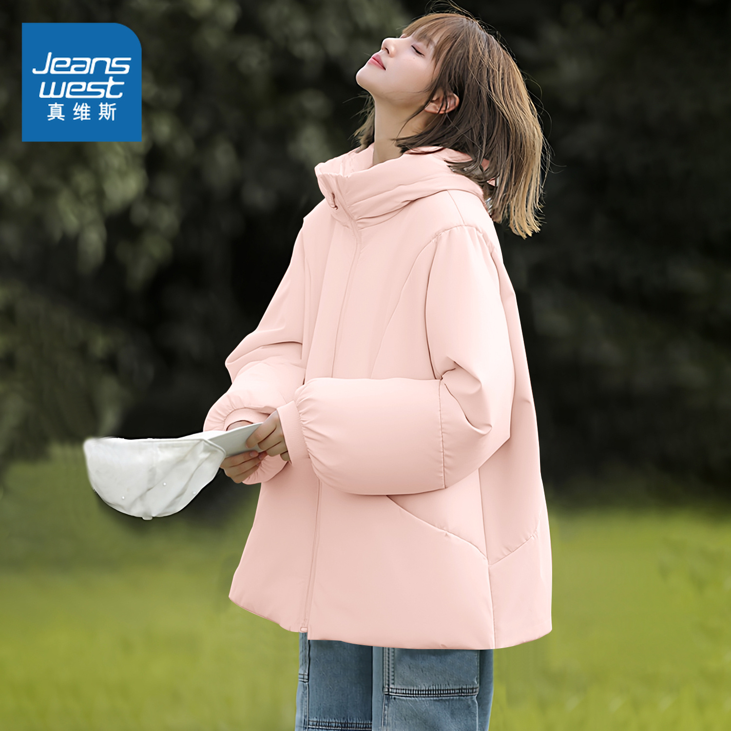 真维斯连帽棉服女2025冬季新款