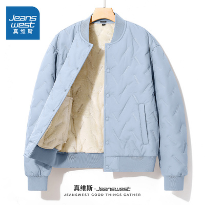 真维斯加绒棉服男款冬季棒球领