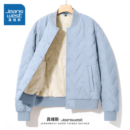 NN真维斯加绒棉服男款冬季棒球领男生潮牌加厚羊羔绒外套男士棉袄
