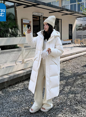 KV真维斯白色连帽棉服女2025新款秋冬季加厚保暖韩版时尚百搭外套