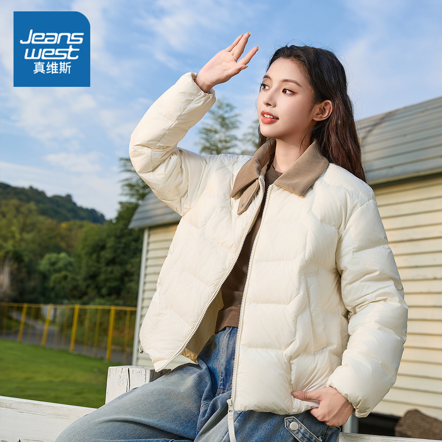 真维斯加绒羽绒服女2025新款冬季