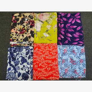 大碎块印花绉纱面料做衣服围巾清仓特惠价