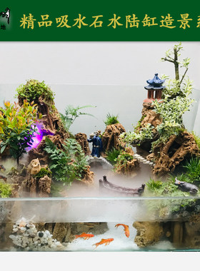 五老峰精品吸水石芦管石原石植物造景组合玻璃水陆缸造景微景观