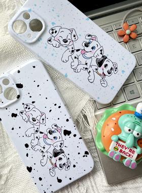 斑点狗插画iPhone15/14PROMAX菲林原创手机壳亮面硬壳个性苹果13/12PRO适用安卓RENO11/nova9