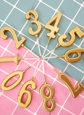 金色生日蛋糕烘焙甜品台数字蜡烛