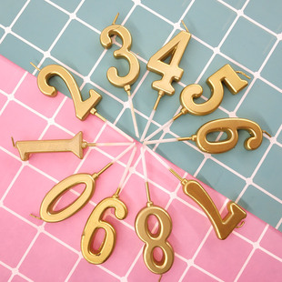 金色数字蜡烛独立盒装生日蛋糕装饰1岁2岁镀金周岁0-9烘焙甜品台