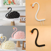 小天鹅巧克力烘焙甜品台装 饰摆件女士生日蛋糕插件皇冠天鹅脖子