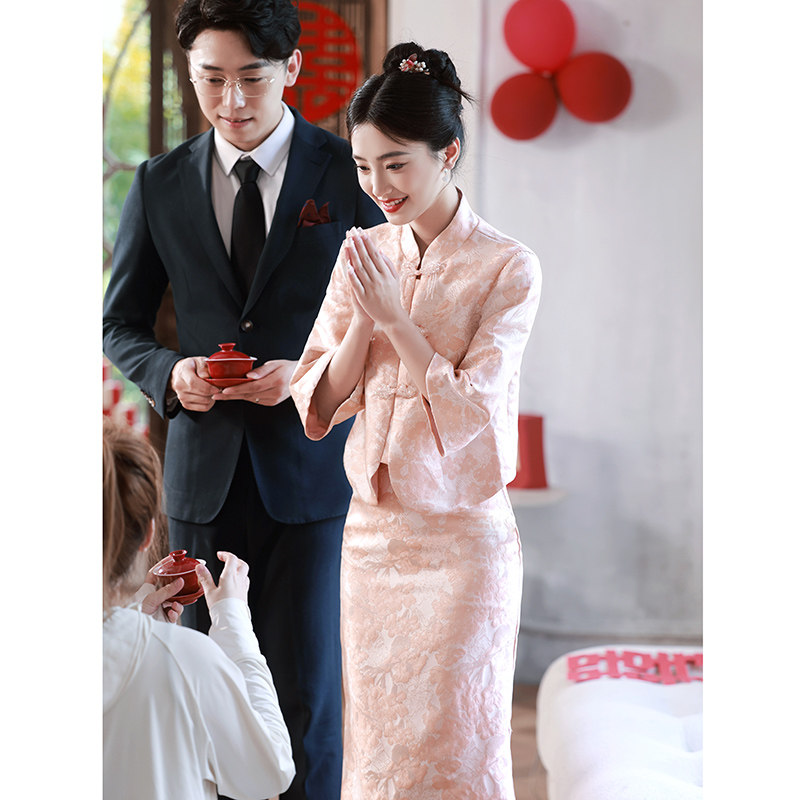 粉色敬酒服新娘2023新款订婚礼裙复古旗袍结婚礼服女新中式秀禾服使用感如何?