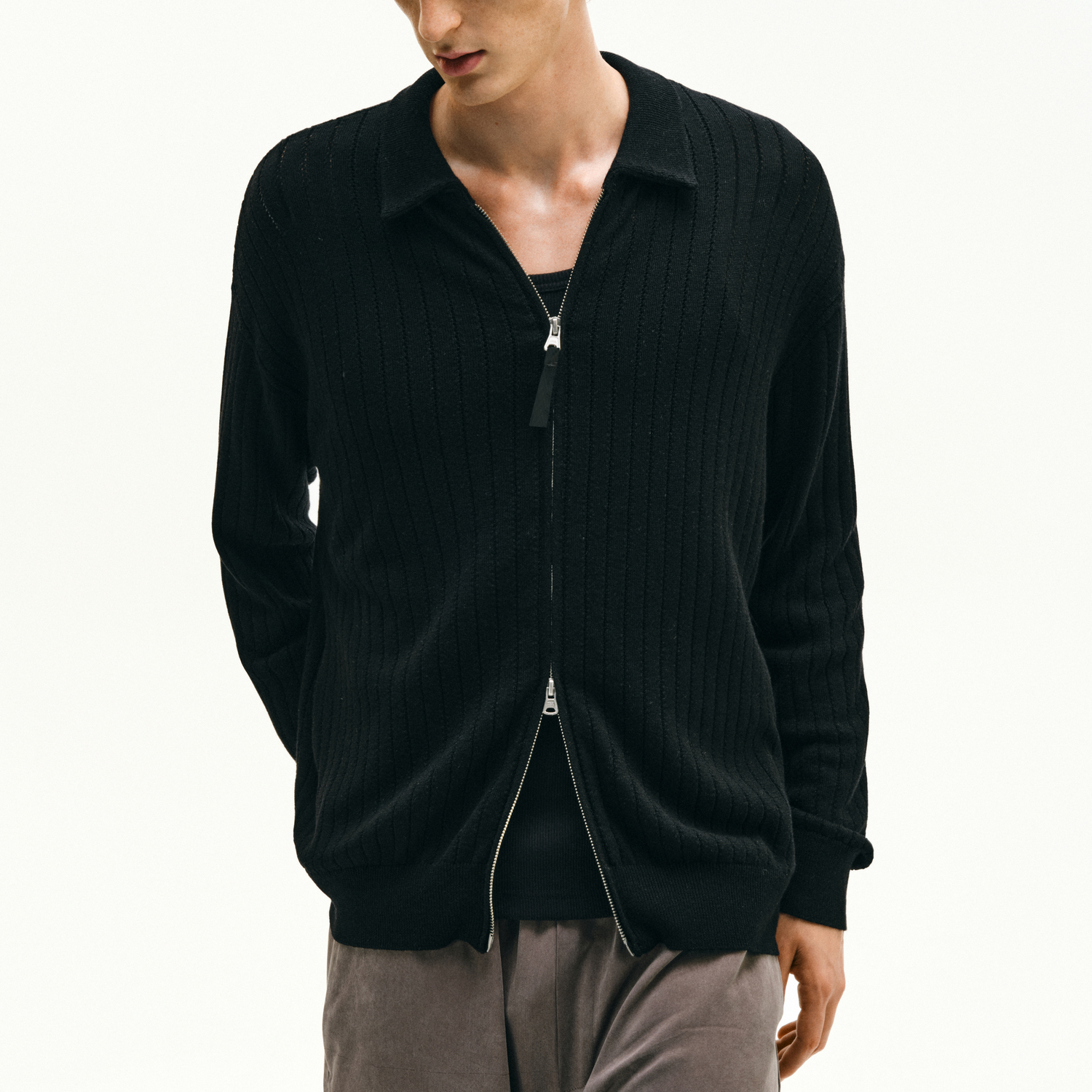 NONRADICAL「30%羊毛」混纺拉链开衫毛衣 NR