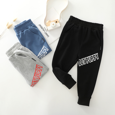 原创品牌春秋款儿童男女童休闲全棉运动裤子口袋字母长裤卫裤