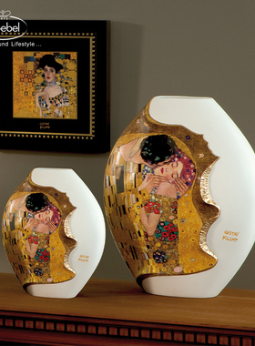 德国Goebel进口陶瓷花瓶吻艺术品高档客厅玄关卧室桌面摆件Klimt