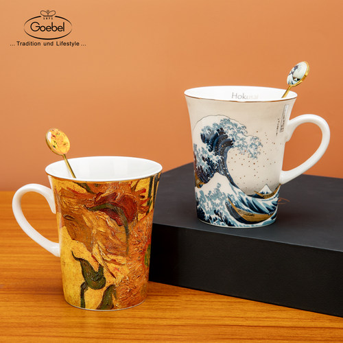 Goebel进口骨瓷马克杯手工描金杯