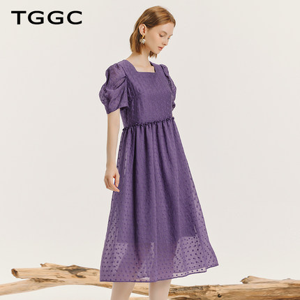 台绣商城同款刺绣连衣裙短泡泡袖轻薄减龄女装夏季新款F36679