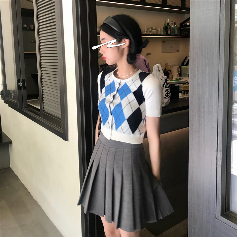 Real price chic Hanfeng Lingge knitted cardigan