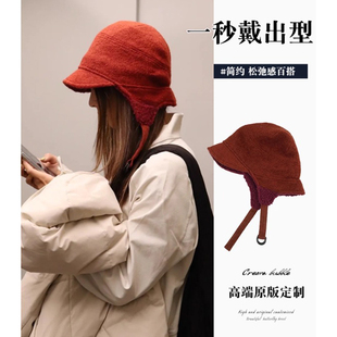白鹿同款红色毛绒护耳雷锋帽女秋冬季韩版显脸小保暖防寒飞行帽子