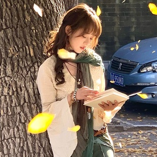 复古民族风围巾女薄款 褶皱披肩显白长款 丝巾川西新疆旅游穿搭新款