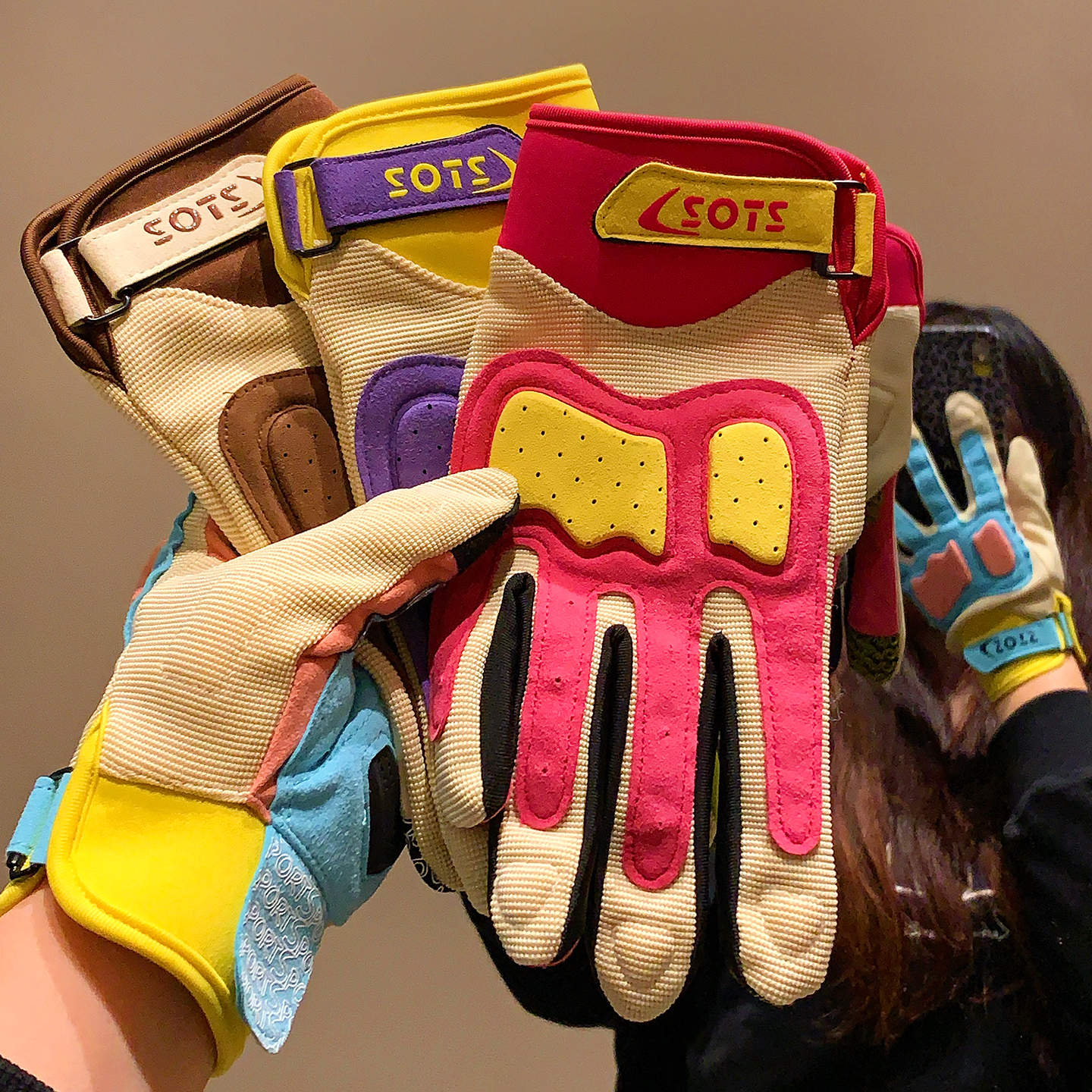 可爱多巴胺骑行手套防寒保暖