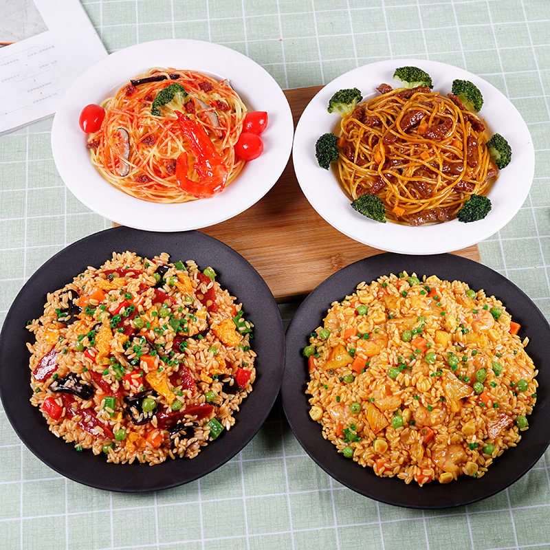 仿真食物扬州炒饭牛肉菠萝炒饭海鲜意面炒面模型橱柜窗摆放件装饰