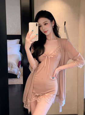 纯欲性感伪娘变装用品蕾丝V领女装大佬睡裙男娘反串短裙约会睡衣