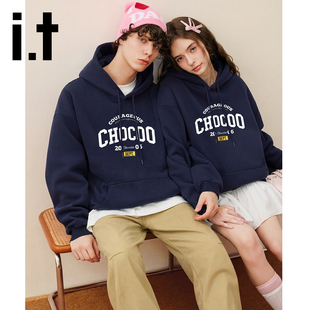 it:CHOCOOLATE连帽加绒卫衣女2026春季新款休闲宽松帽衫情侣外套