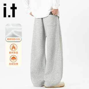 it:CHOCOOLATE男士加绒休闲裤子2025冬季新款宽松直筒保暖卫裤女