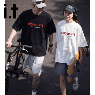 it:CHOCOOLATE美式复古情侣短袖T恤男女2026新款夏季凉感速干体恤