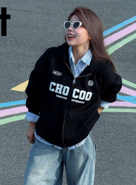 it:CHOCOOLATE潮牌连帽开衫卫衣男女2026新款宽松休闲情侣外套潮