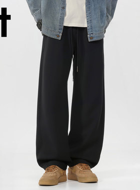 it:CHOCOOLATE男士秋冬新款加绒加厚保暖卫裤宽松直筒休闲长裤子