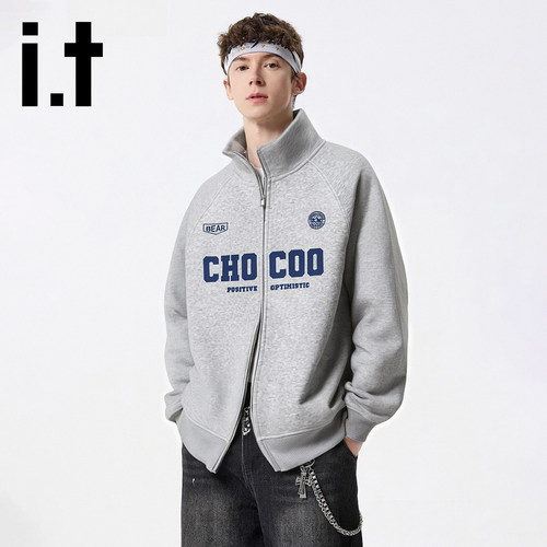 it立领开衫卫衣男女款美式休闲