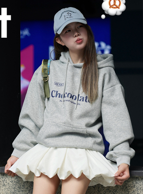 it:CHOCOOLATE美式宽松连帽卫衣加绒加厚2025新款休闲运动帽衫潮