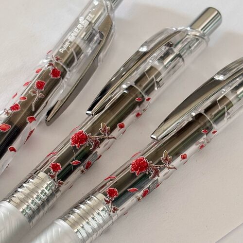 日本pentel/派通BLN75干枯玫瑰限定中性笔学生考试刷题透明高颜值