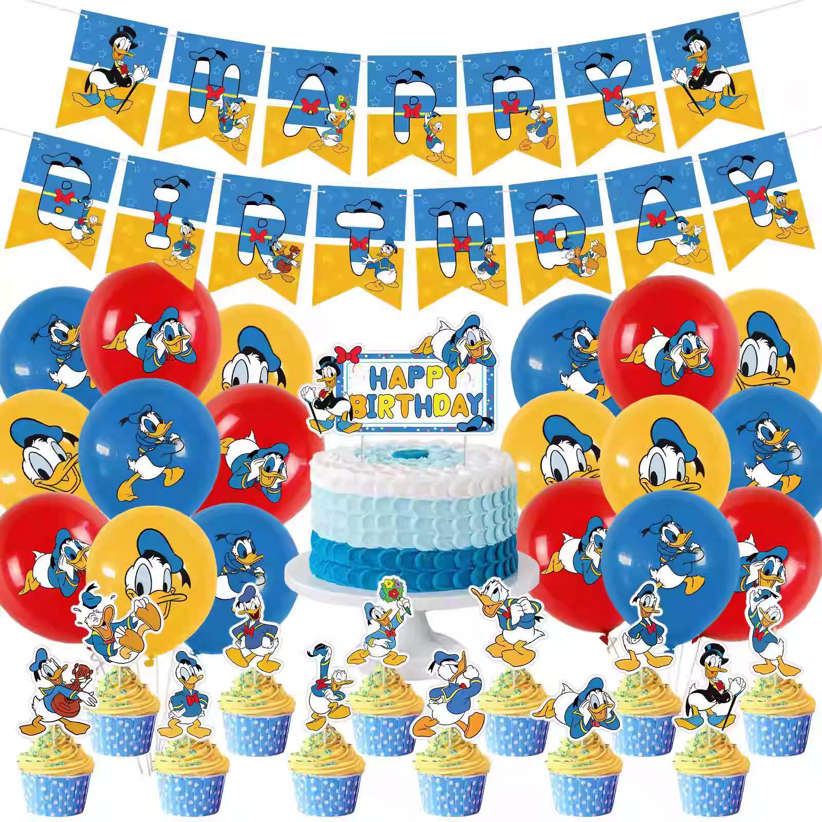 唐老鸭主题生日派对装饰套装Donald Duck儿童聚会横幅拉旗气球插