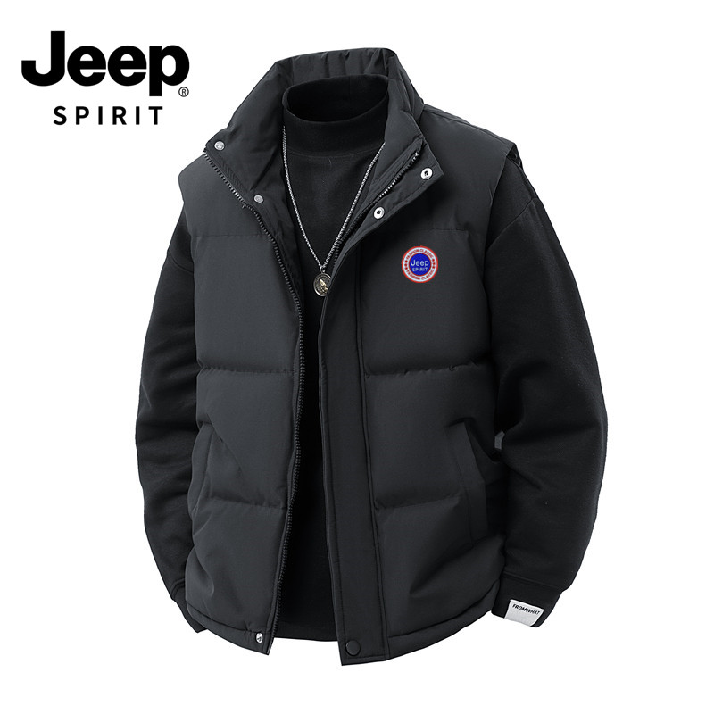 JEEP立领羽绒棉衣情侣马甲男秋冬纯色简约潮牌工装无袖袄子外套女