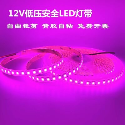 led灯带12V5054超高亮防水120珠贴片24伏粉红玫红亚克力粉紫灯条